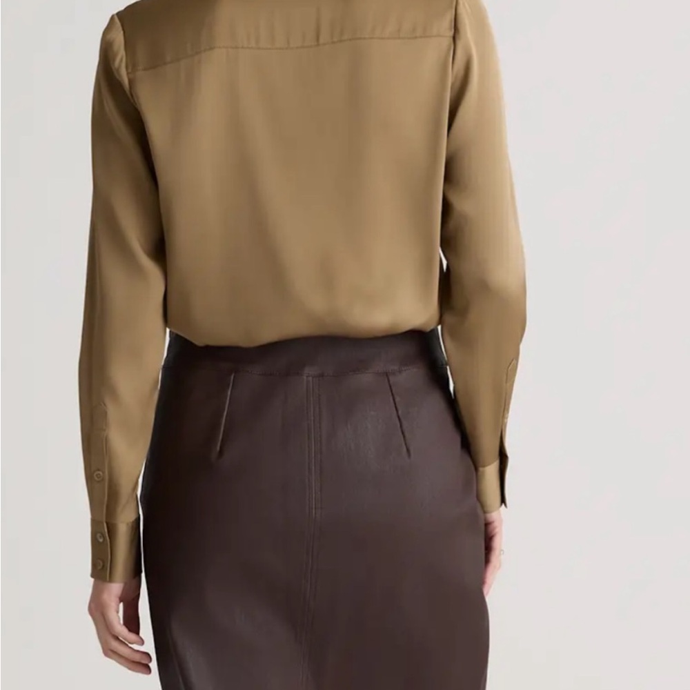 Quince Tan Fitted Button Down Shirt Notched Collar - Picture 6 of 9
